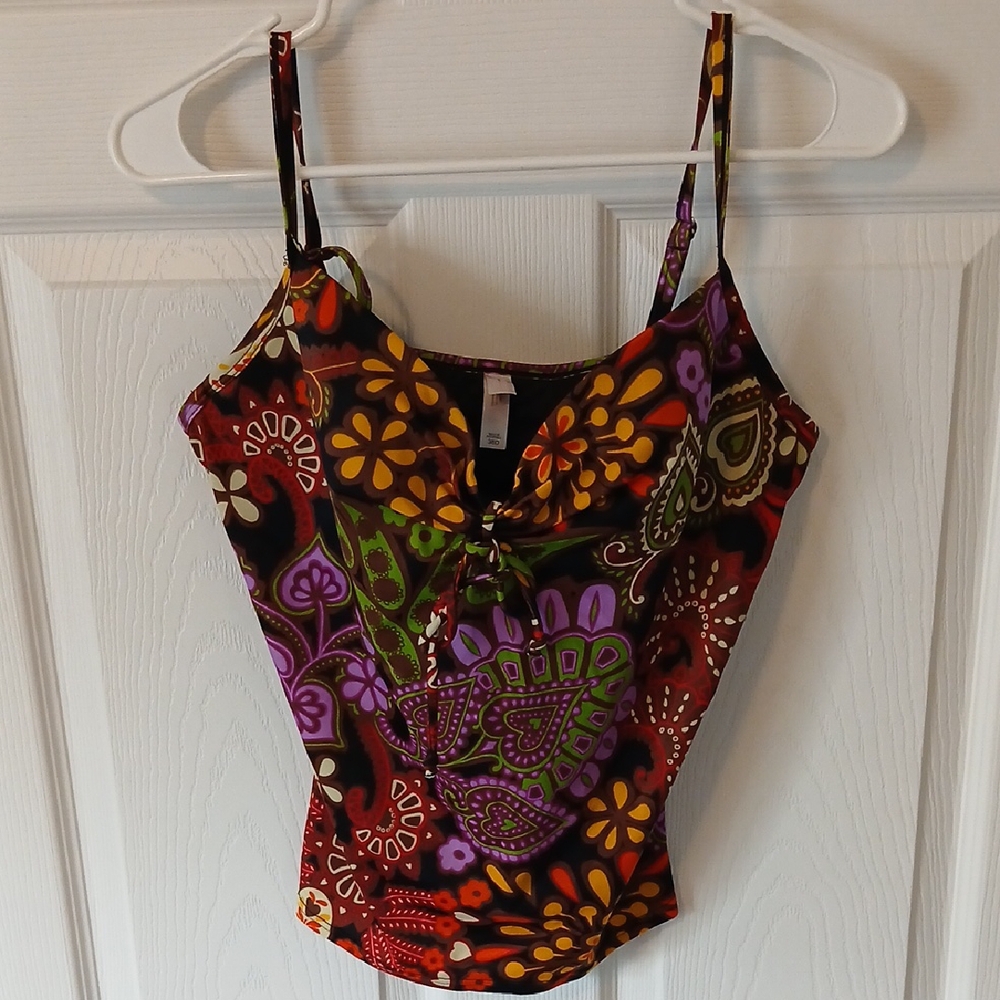 Victoria's Secret Floral Multicolor Spaghetti Strap Swimsuit top. 38D